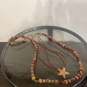 2 beaded necklaces with starfish pendant